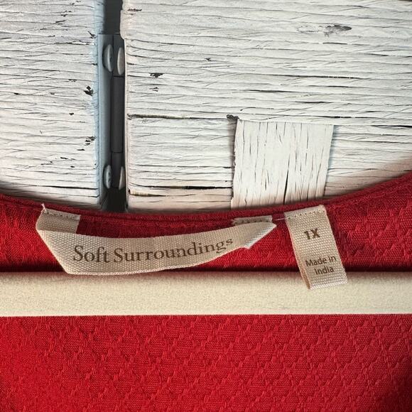 Soft Surroundings Mathilde Red Midi sleeveless Dress summer oversized plus size - Picture 5 of 11